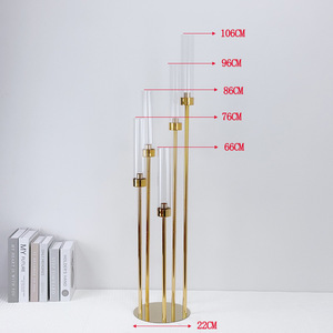 Tempat lilin bulat akrilik Modern lantai tinggi perak 8 bagian tengah meja Candelabra - Product Image 6