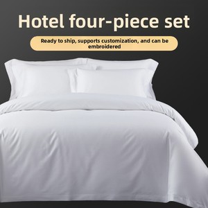 Parure de lit en pur <span class=keywords><strong>coton</strong></span> satiné, douce, lisse, respirante, personnalisable, hôtel cinq étoiles, séjour à la maison, quatre pièces, drap, housse de couette - Product Image 2