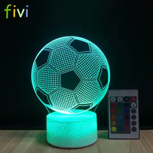 Lampu Meja LED Sepak Bola RGB 7 Warna, Lampu Ilusi Dalam Ruangan, Lampu Malam Berubah Kendali Jarak Jauh, Lampu Meja LED Sepak Bola