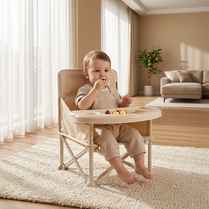 <span class=keywords><strong>Silla</strong></span> Elevadora de Seguridad Plegable de Metal para Bebés, para Interiores y Exteriores, Diseño Portátil para Viajes, Ecológica, Apilable, para Cocina y Sala de Estar - Product Image 3