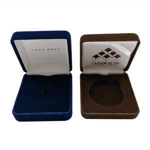 กล่องใส่เหรียญที่ระลึกเหรียญกำมะหยี่ทรงสี่เหลี่ยมสีน้ำตาลอ่อนโลโก้ตามสั่ง - Product Image 3