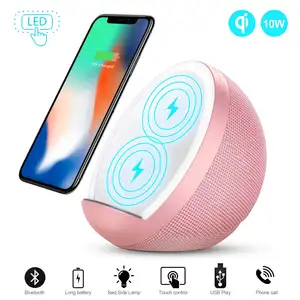 360 Surround Sound Cosmetic Mirror Stand Selfie Ring Light Dual Coils Bluetooth Speaker With Wireless Charger