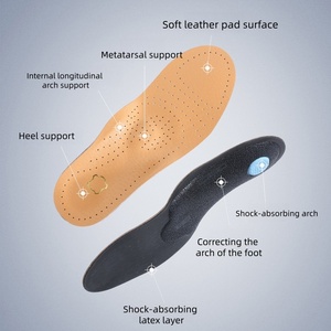 High Arch Support Orthotic Insoles for Men Women with Flat <b>Feet</b> Breathable PU Leather Sweat Absorbent Orthopedic Shoe Insert - Product Image 3