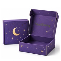 Boîte d'expédition ondulée personnalisée étoile et lune violettes en promotion avec logo, prix d'usine, boîte cadeau pliable pour entreprises