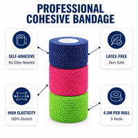 Bandage élastique auto-adhésif multicolore flexible pour le soutien des blessures et les soins des plaies d'animaux