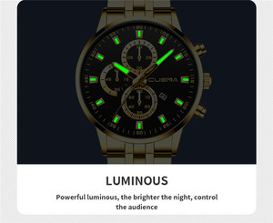 Montre Homme <span class=keywords><strong>Cuena</strong></span> 6025 – Nouvelle Collection, Bracelet Acier Inoxydable, Étanche, Affichage Automatique de la Date, Aiguilles Lumineuses - Product Image 2