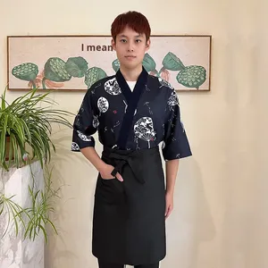 Vêtements de travail de restaurant japonais personnalisables avec logo, kimono unisexe pour <span class=keywords><strong>serveuse</strong></span> et <span class=keywords><strong>tenue</strong></span> de chef pour les bars à sushis et les restaurants - Product Image 4