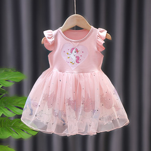 Vestido de Verano 2025 <span class=keywords><strong>para</strong></span> <span class=keywords><strong>Niñas</strong></span>, Vestido sin Mangas <span class=keywords><strong>para</strong></span> Niña Pequeña, Falda de Princesa de Malla con Dibujos Animados, Tirantes Finos - Product Image 4