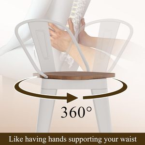 Taburetes de Barra Metálicos Giratorios Aklaus con Respaldo <span class=keywords><strong>Alto</strong></span> y Asiento Grande de <span class=keywords><strong>Madera</strong></span>, Estilo Moderno, Contemporáneo, Rústico, para Hotel, Cocina o Isla - Product Image 4