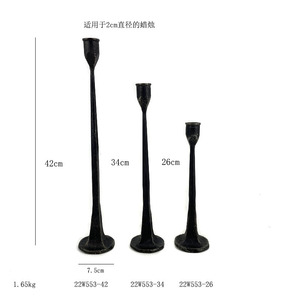 Black Cast Iron Candlestick Set Round Stemmed <b>Candle</b> Holder Wedding Decoration Candlelight <b>Dinner</b> Ornament - Product Image 5