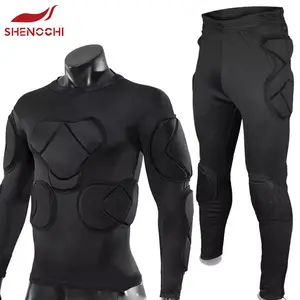 Защитные комплекты нижнего белья с подкладкой для футбольного вратаря компрессионные рубашки с длинным рукавом и штаны с подкладкой вратаря