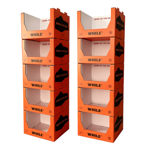 Embossed <b>Corrugated</b> Board Rigid Supermarket Display <b>Paper</b> Boxes Handle Custom Logo Recyclable Premium Retail Shelf Ready - Product Image 1