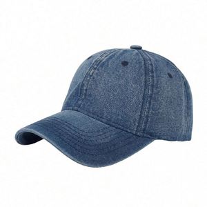 Wholesale Factory OEM 6 Panel Unstructured <b>Plain</b> Custom Jean Hat Washed Denim Baseball <b>Caps</b> - Product Image 2