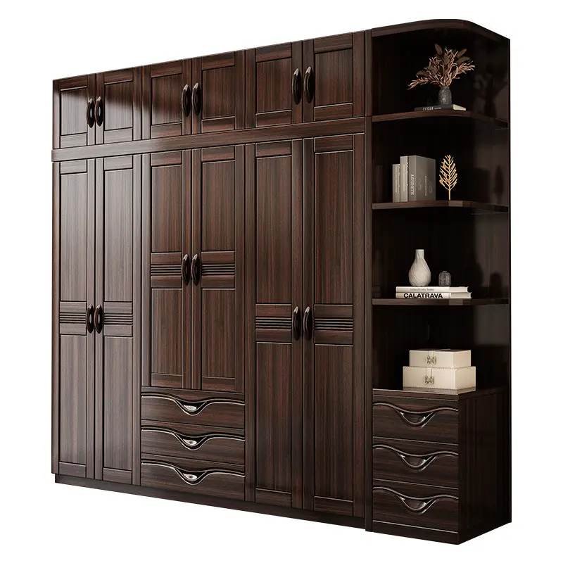 Classic style solid wood wardrobe home bedroom purple sandalwood economical large capacity storage wardrobe for sale