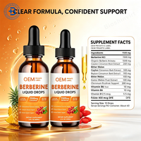 Compléments alimentaires OEM Berberine Hcl liquide 60 ml, gouttes de berbérine pour soutenir le système immunitaire, la digestion et la santé cardiaque