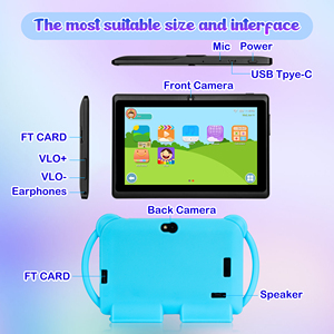 7 inch tablette đổ Enfant <span class=keywords><strong>Android</strong></span> 14 Quad Core 4GB + 32GB trẻ em của tableta Wifi PC Máy tính bảng cho trẻ em với trường hợp - Product Image 4