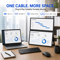 Moniteur pliable à double écran de 18,5 pouces, angle de vue de 178 degrés pour films, vidéos et divertissements, moniteur de jeu
