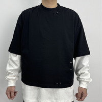 Streetwear lourd personnalisé surdimensionné pour hommes Distressted t-shirts Drop Shoulder Boxy recadrée coton t-shirt pour hommes en gros