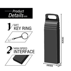 Unidad Flash USB 2.0 de Metal Resistente al Agua de 64GB/128GB con Llavero, Unidad Portátil - Negro/Plateado en Stock - Product Image 2