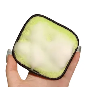 您的标志面部素食卸妆3*4可重复使用的卸妆海绵垫粉色绿色黑色