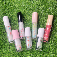 Gloss à lèvres liquide personnalisé sans étiquette, faible MOQ, végétalien, sans cruauté, hydratant, doré transparent, haute brillance, étanche, sans parabène