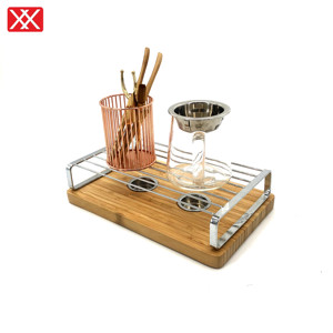 Factory Direct Sale Bamboo Base Metal Teapot <strong>Warmer</strong> <strong>Tea</strong> Set Coffee Cup <strong>Tea</strong> Pot <strong>Tea</strong> <strong>Light</strong> <strong>Food</strong> <strong>Warmer</strong> Set - Product Image 2