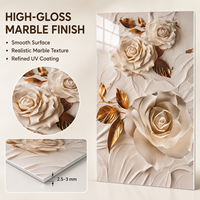 Panneau mural décoratif en PVC brillant MORLENX 3D Champagne Gold Rose UV pour hôtel de luxe, villa, intérieur