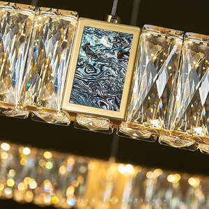Lustre rond moderne en cristal éclairage suspension rectangulaire de luxe pour la décoration de la maison - Product Image 6