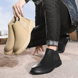 Bottes Chelsea pour hommes en cuir de haute qualité, imperméables, antidérapantes, chaudes, à semelle épaisse, pour hommes - Product Image 4