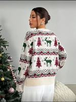Herbst-Winter Retro Weihnachts pullover Elch Rot Weihnachts baum Illustration Mode Casual Strick Rundhals Winterkleid ung Kleidungs stück