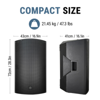 Altavoces Autoamplificados Accuracy Pro Audio CBZ15TD3 de 500W RMS, Altavoz Activo de Plástico de 15 Pulgadas