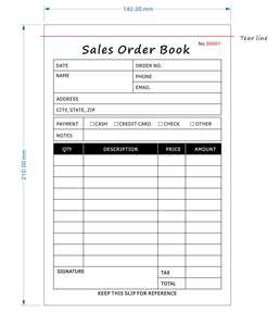 Индивидуальная безуглеродная форма заказа 210x140, книга продаж, квитанция, квитанция о ремонте, Заказная книга, записка о доставке для бизнеса - Product Image 1