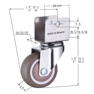 Aishang 1,5 Zoll Braune Universelle Starre Rollen Geräuscharme TPR Weichgummi-Sperrholz-Möbelrollen 1,5 Zoll Lenkrollen - Product Image 2