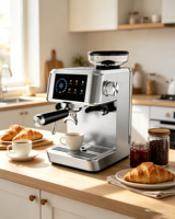 Cafetera Espresso Eléctrica Semiautomática Anbo Todo en Uno, Sistema de Preparación Francesa, 20 Bares de Presión, Acero Inoxidable Cónico, para el Hogar