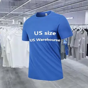 Camisetas 100% poliéster para sublimação com logotipo personalizado, camisetas de algodão em branco tamanho americano para sublimação, camisetas lisas