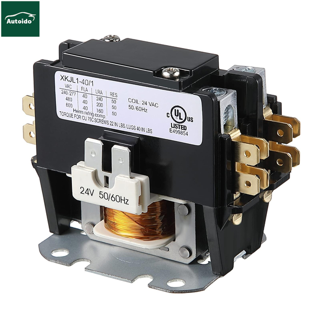 25 a 2 Pole 24V Coil AC Contactor, Air Conditioner Condenser Compressor Contactor AC Definite Purpose Contactor