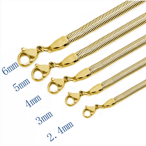 थोक स्टेनलेस स्टील फ्लैट नाग चेन सोने चांदी महिलाओं पुरुषों हिप हॉप गहने फैशन Herringbone नाग चेन हार - Product Image 2
