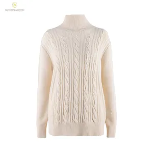 Women Cashmere Sweater 100% Cashmere Sweater Women High Neck Cable Knit Pullover