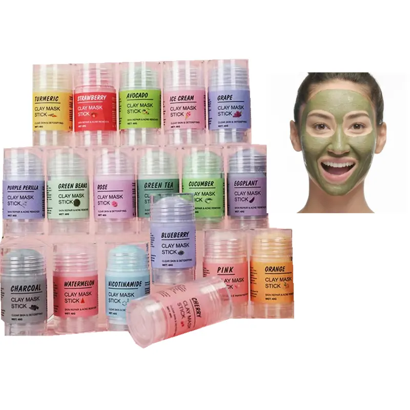 Masque Facial purifiant pour le visage, aux fruits et plantes, soin pour la peau, bâton en argile purifiant, thé vert, g