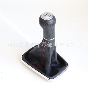 Vw Golf 345 Leather Gear <b>Knob</b> Black With Blue Stitching Ergonomic <b>Shift</b> Lever Cover For Manual Transmission Cars - Product Image 2