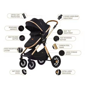 Passeggino Premium 3 in 1 Personalizzato di Alta Qualità per Neonati e Bambini, Nero Lussuoso, Carrozzina Premium per Neonati - Product Image 3