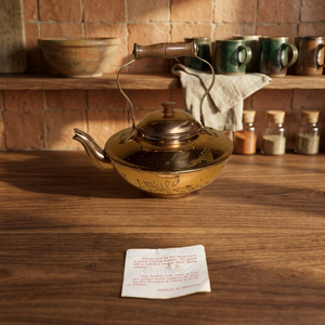 Théière vintage en métal avec poignée et couvercle en bois, pots à eau, bouilloires - Product Image 2