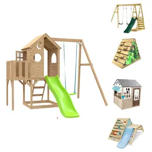 प्राकृतिक रंग सस्ते खेलने बच्चों आउटडोर खेल का मैदान खेलने सेट आउटडोर लकड़ी के खेलने का घर