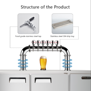 Equipo Comercial para Bebidas, Dispensador de Cerveza con 6 Grifos, Enfriador de Barriles, Dispensador de Cerveza Kegerator F98S0326-6 de Acero Inoxidable - Product Image 3