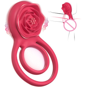Anello vibrante per pene con stimolatore clitorideo a rosa, vibratore ad anello per pene, giocattoli sessuali per adulti per uomo e donna, 7 vibrazioni, sex toy per coppia - Product Image 6