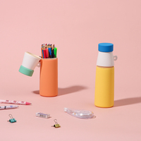 Étui à crayons en silicone personnalisé, couleur pastel, bloc de couleurs, pochette ronde pour stylos, kawaii, ouverture large pour les étudiants, l'école, les voyages, les fournitures scolaires