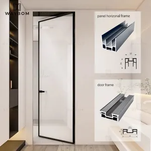 Perfil de puerta abatible sin marco de aluminio 40, puerta abatible moderna de aluminio, último diseño, marco de alta calidad, puertas de habitación de seguridad ocultas