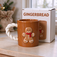Mug en céramique vert sauge personnalisé pour Noël, tasse à café en grès avec sapin de Noël en relief 3D, poignée torsadée, cadeau de Noël, mugs pour la vente en gros