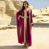 Abaya de Luxe Brodé de Dubaï pour Femme, Robe Kaftan Élégante en Mousseline, Robe de Soirée Aïd 2026