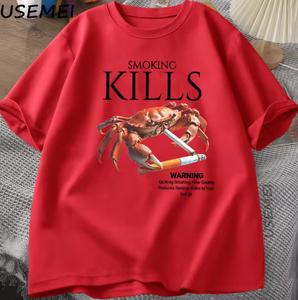 Camisetas con estampado <span class=keywords><strong>de</strong></span> 'Smoking Kills Crab', camiseta 'Unhinged Weirdcore', camiseta con gráfico peculiar, camiseta <span class=keywords><strong>de</strong></span> manga corta <span class=keywords><strong>de</strong></span> algodón Harajuku, ropa para hombre - Product Image 4